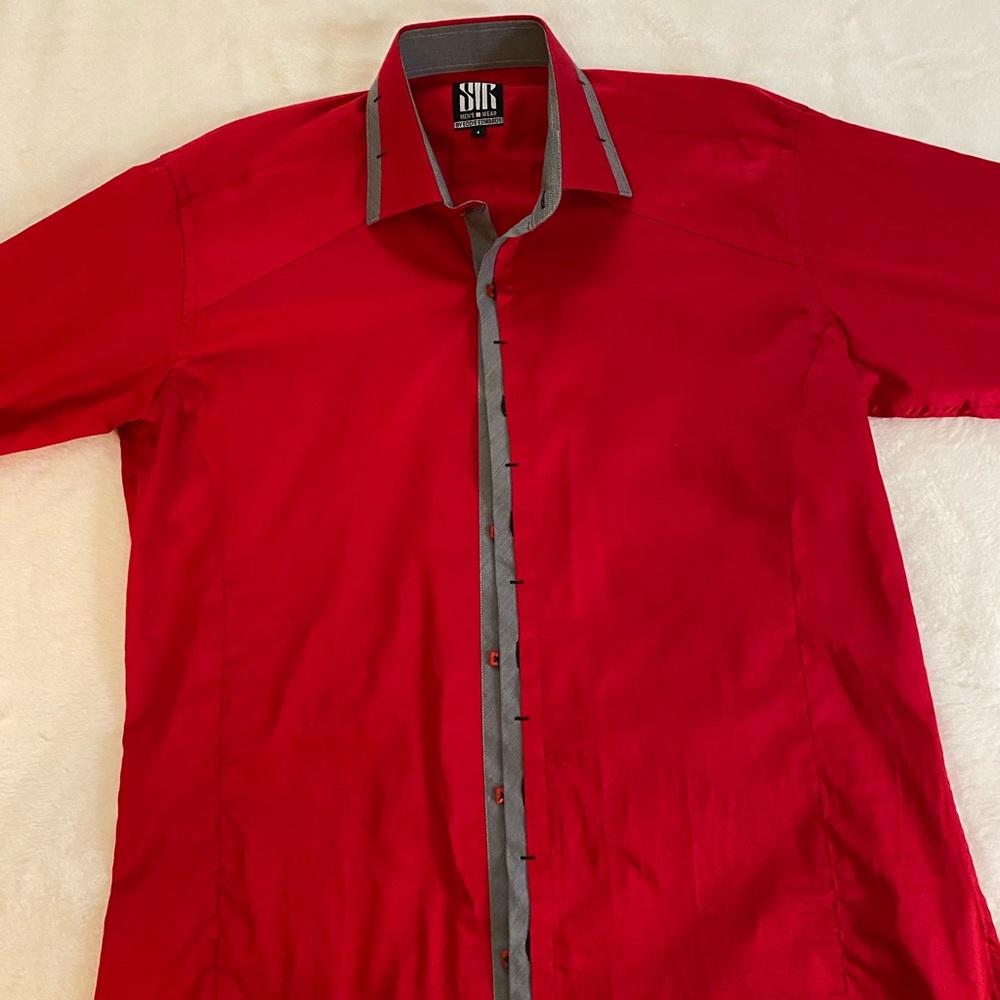 SIR Men’s Wear by Eddie Edwards. European Design. Red Formal Button Up